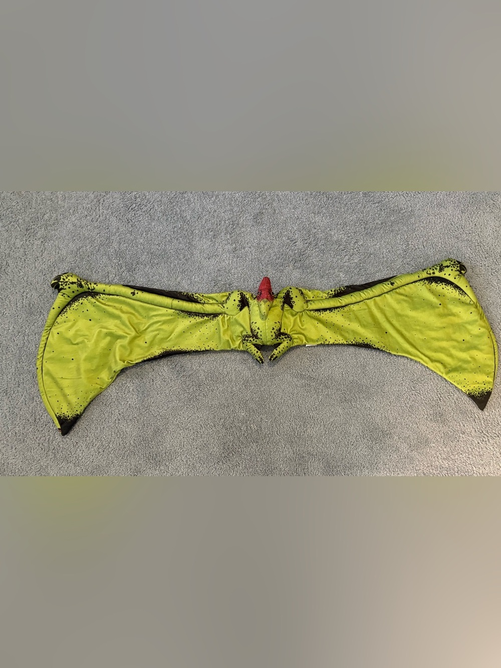 Green Plush Pterosaur Toy with Red Head
